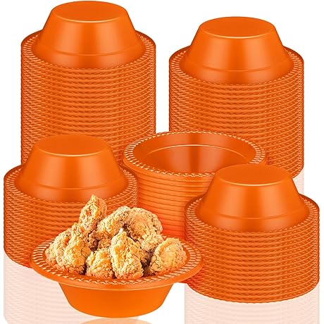 100 Pack 12 Oz Orange Disposable Plastic Party Bowls