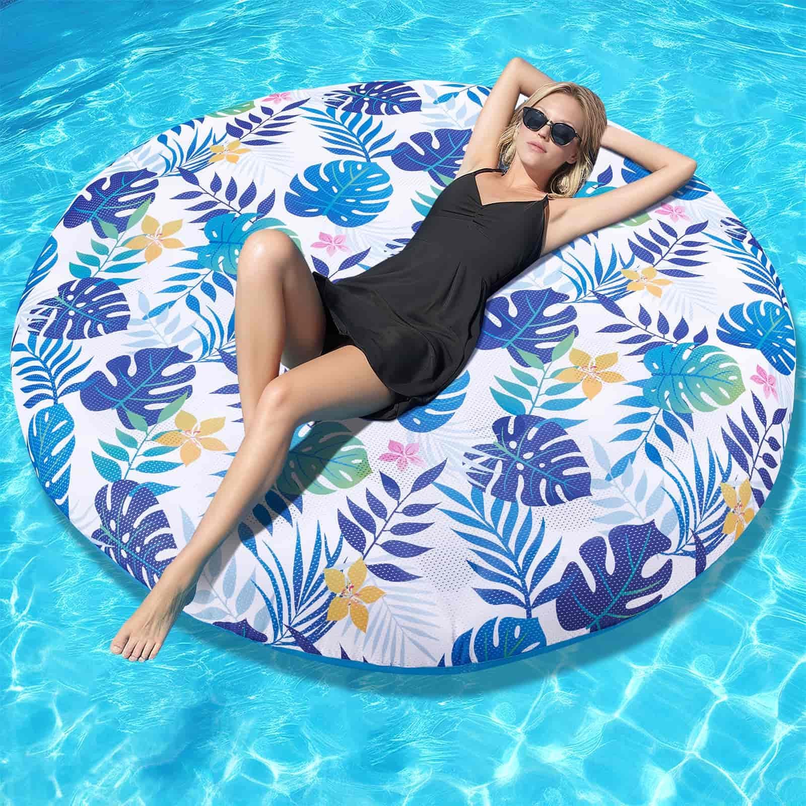 WERNNSAIPool Floats for Adults - Inflatable Pool Lounger Fabric Covered Multi-Purpose Pool Floaties Raft for Party Lake Beach Water Float