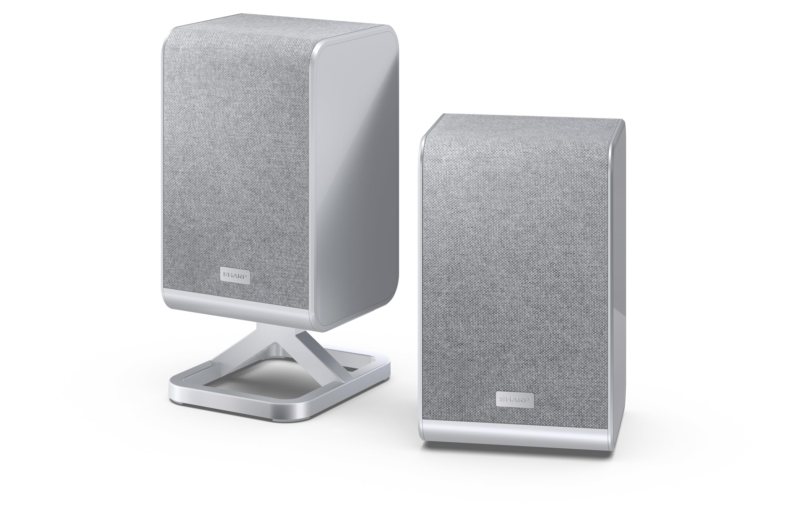 SHARP HT-SPR52021(SL) 2.0.2 Enceinte Surround sans Fil, 200 W, Compatible Q Soundbar, Prise en Charge des formats Audio Dolby Atmos/DTS:X, Argent