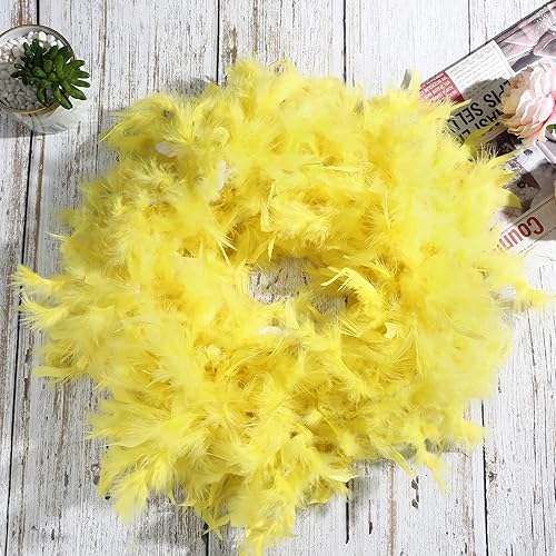 Miniatura 10 de HaiMay Boa de plumas de pavo de 4.4 yardas 40G para manualidades, accesorios de ropa, vestido de boda latino, decoración de disfraces de fiesta en