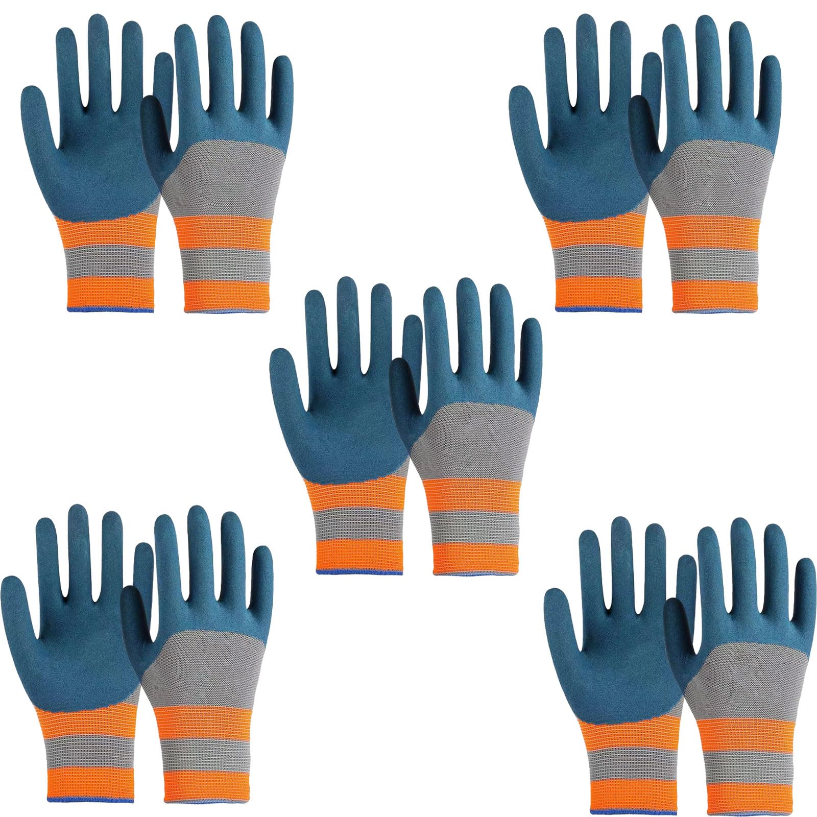 5 works of SSKHE Men's Work Gloves Made of Nylon Knitted Fabric,Garden Gloves,Precise and Comfortable Protective Gloves,Non-Slip Mechanic Gloves(Green)