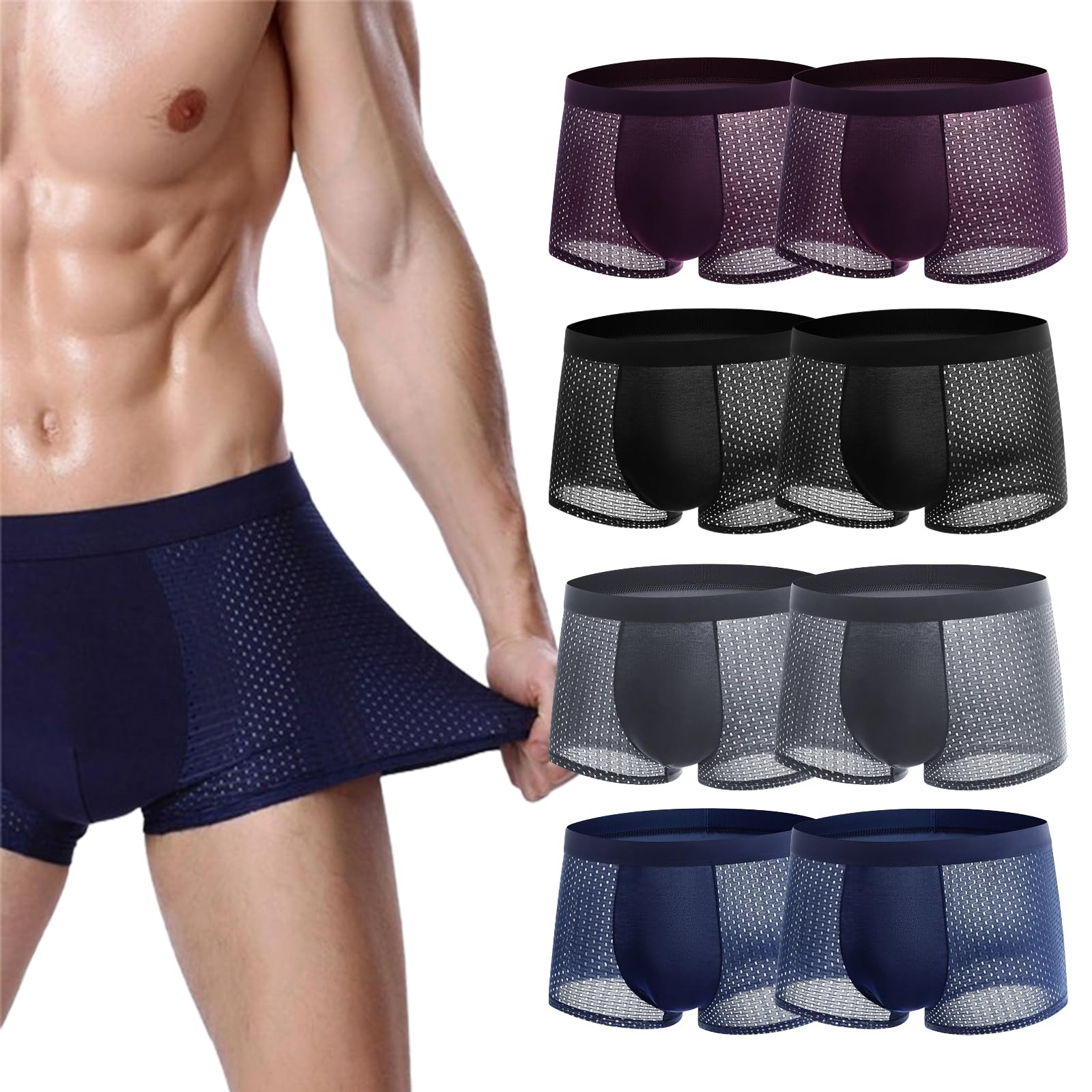 Boxer Boxhero, Boxer Boxhero en Fibre de Bambou, sous-vêtements Respirants en Nylon pour Hommes