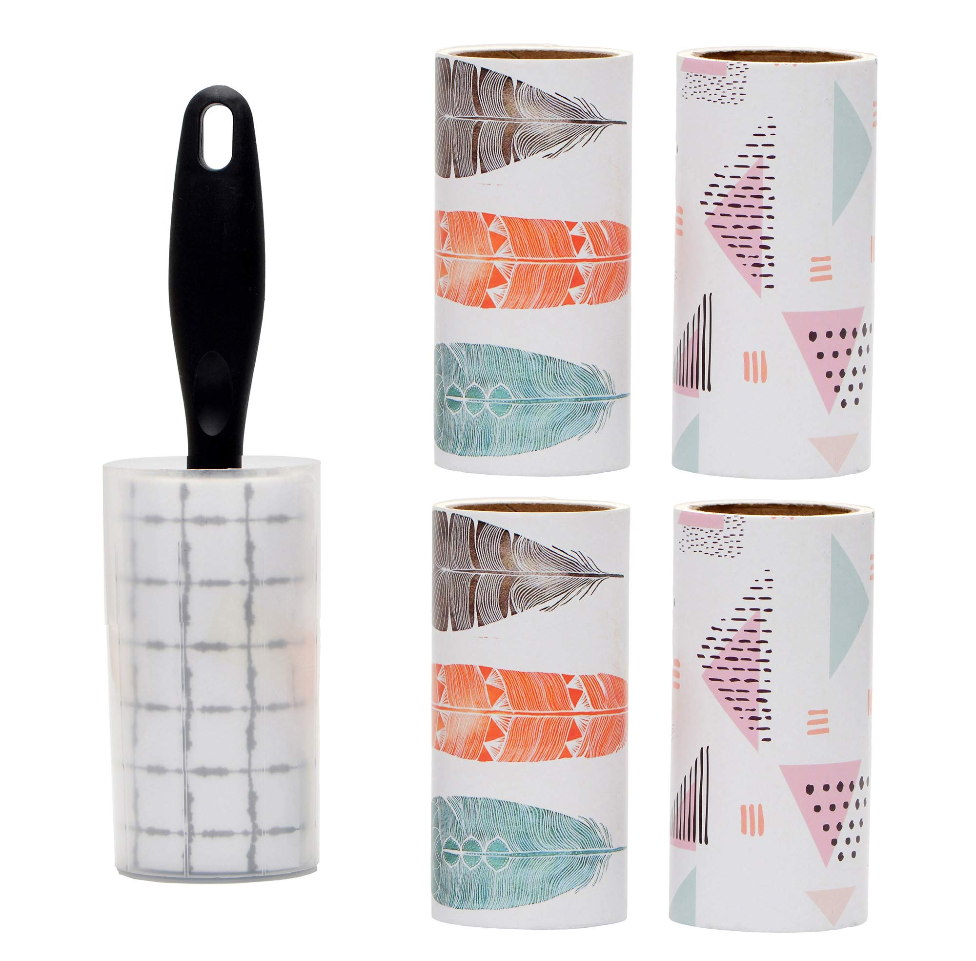 Store2508 Lint Roller with Cover (60 Sheet) + 4 Refills (60 Sheets Each) (300 Sheets) White