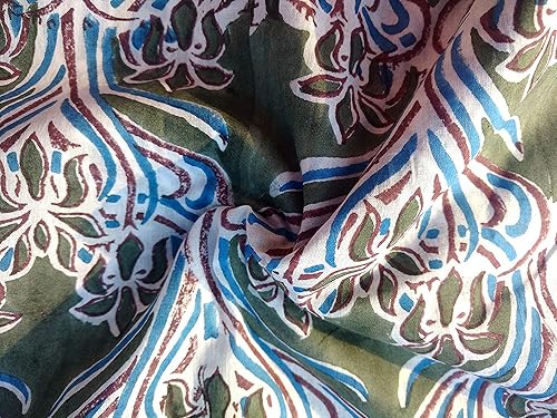 Tela 100% algodón puro bloque de mano impreso ancho - 44 pulgadas tela 10 (tamaño - 4 yardas)