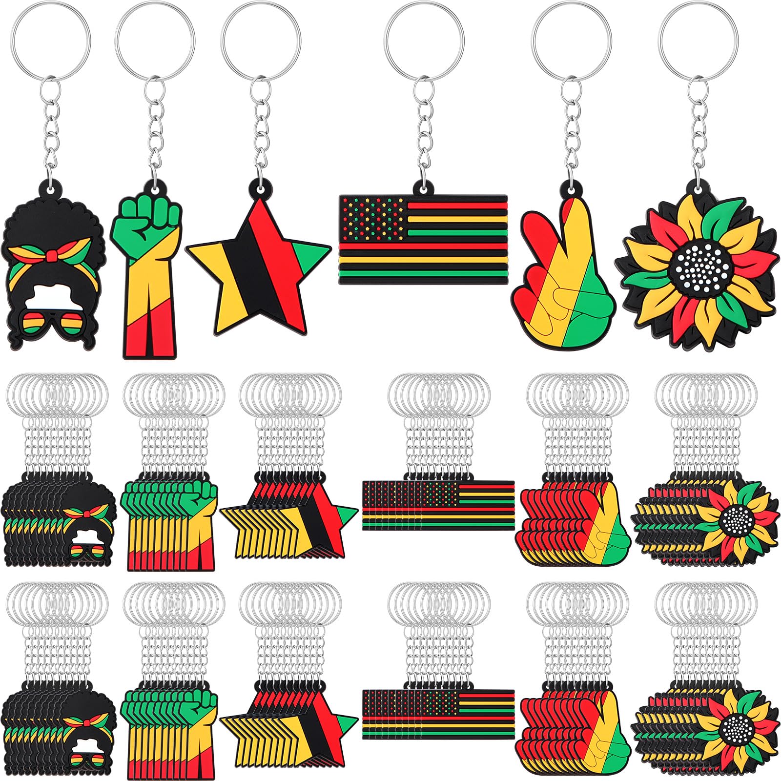 Amazon.com: Sureio 120 Pcs Black History Month Keychain African Party ...