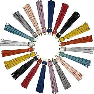 Mililanyo 20 Pieces 3.9 inch Faux Leather Tassel Bulk Keychain Tassels Artificial Leather Tassel Keychain Charms Bulk Leather Tassels for Jewelry Making and Craft