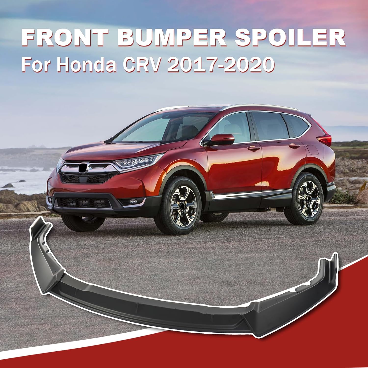 matte black front bumper lip compatible with honda crv cr-v 2017 2018 2019 2020, air dam chin body kit accessories, front bumper abs front lip spoiler splitter