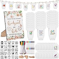 Vista 1 de Kit de Ducha de Bebé de 201 Piezas, Juego de Ducha de Bebé, Letrero de Juego de Ducha de Bebé, Babero de Bebé, Mameluco Blanco para Recién Nacido