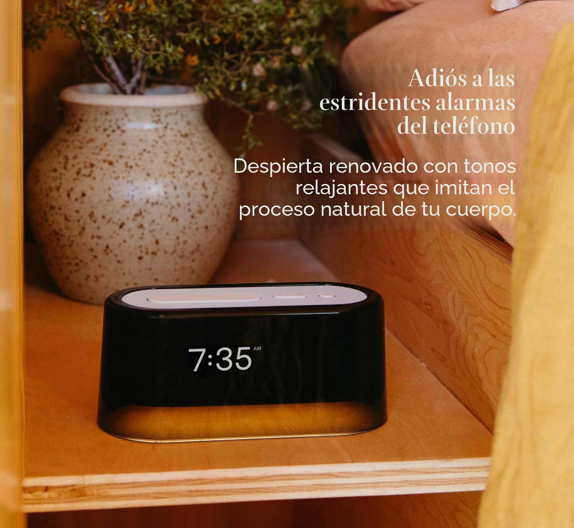 Loftie reloj despertador inteligente para dormitorio, despertador con luz, altavoz Bluetooth, ruido blanco, sonido natural, luz nocturna, modo opaco, alimentado por pilas