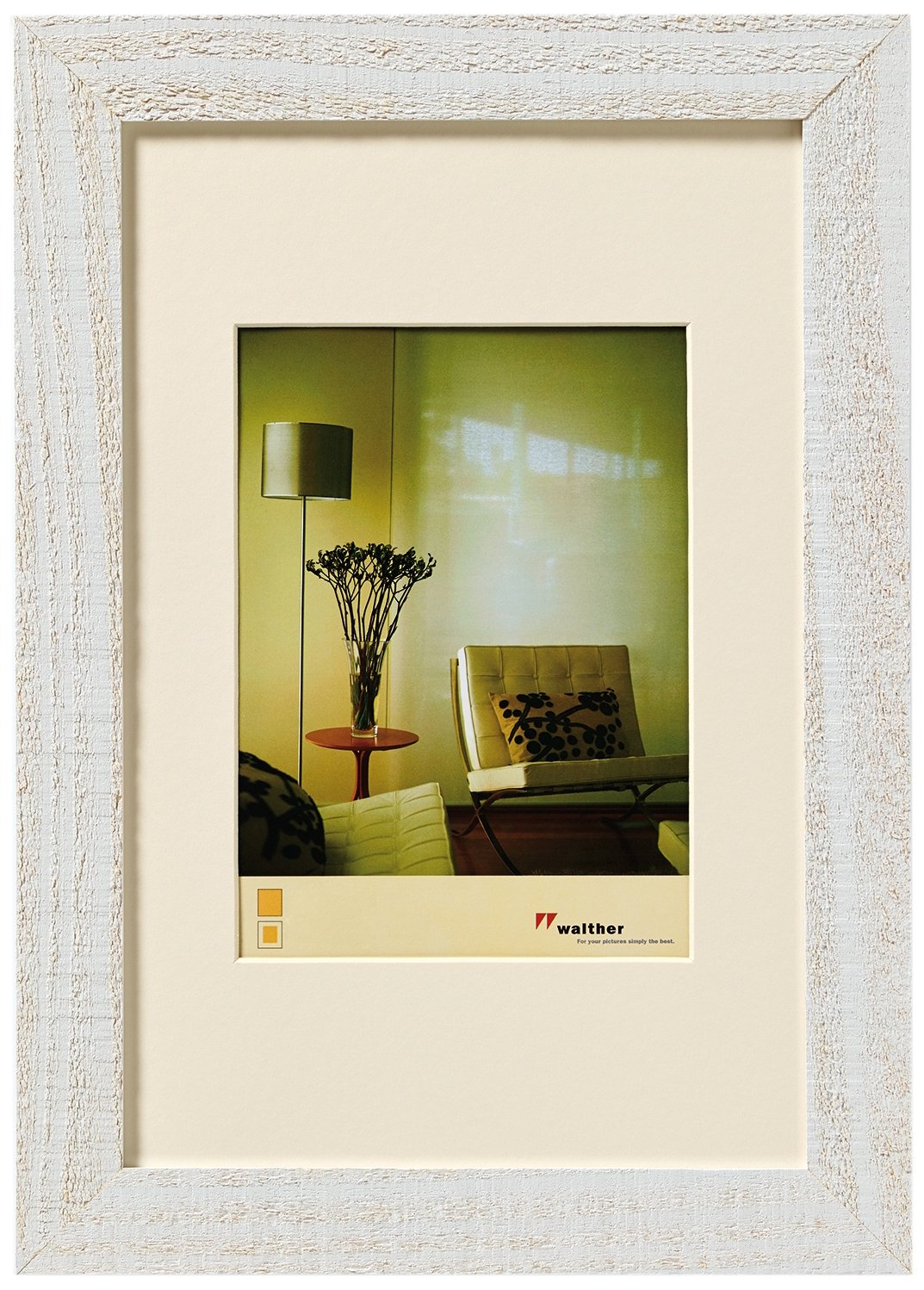 walther design Bilderrahmen polarweiss 50 x 70 cm mit Passepartout, Home Holzrahmen HO070V