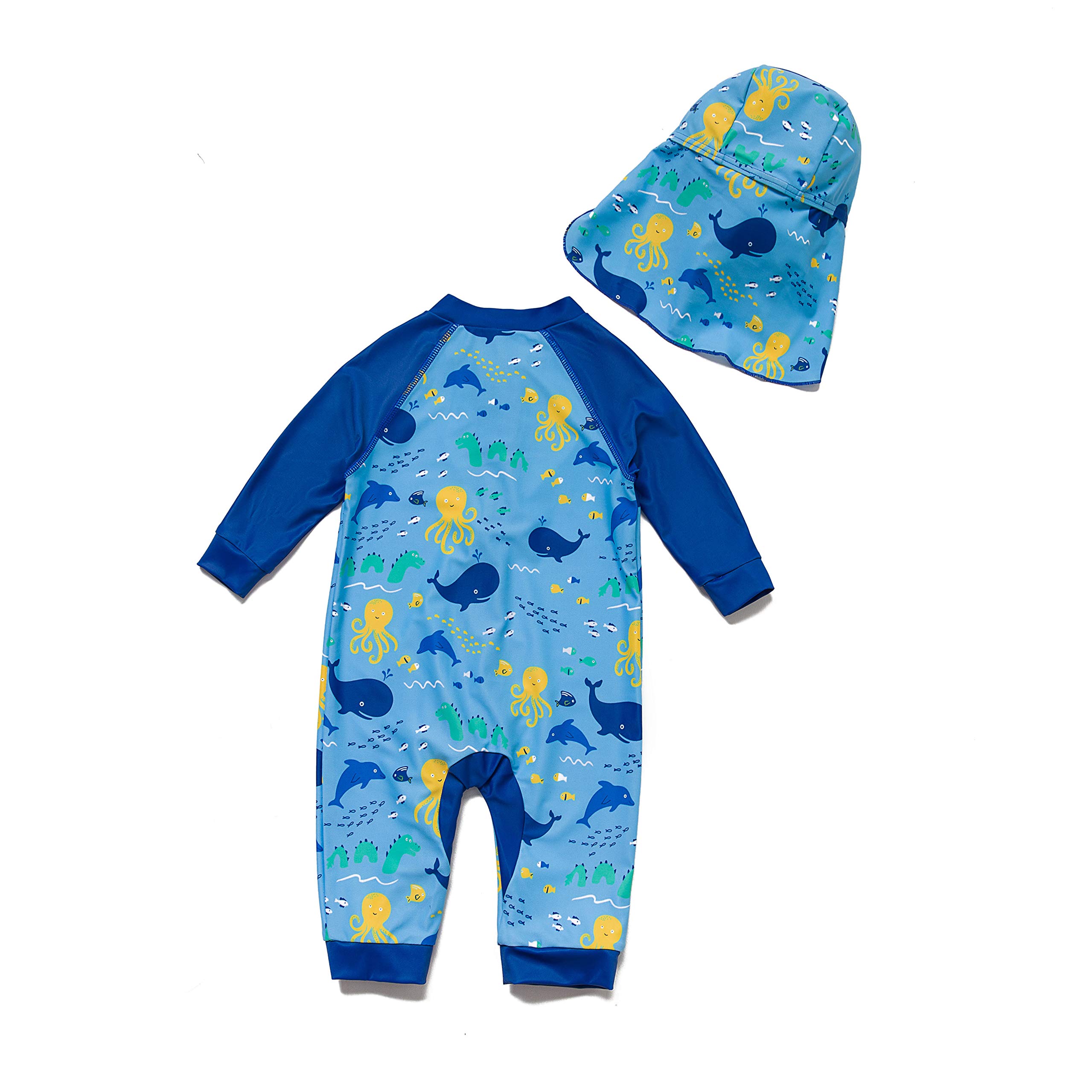 BONVERANO Costume Intero Neonato Manica 3/4 con Protezione UV 50+ con Cerniera