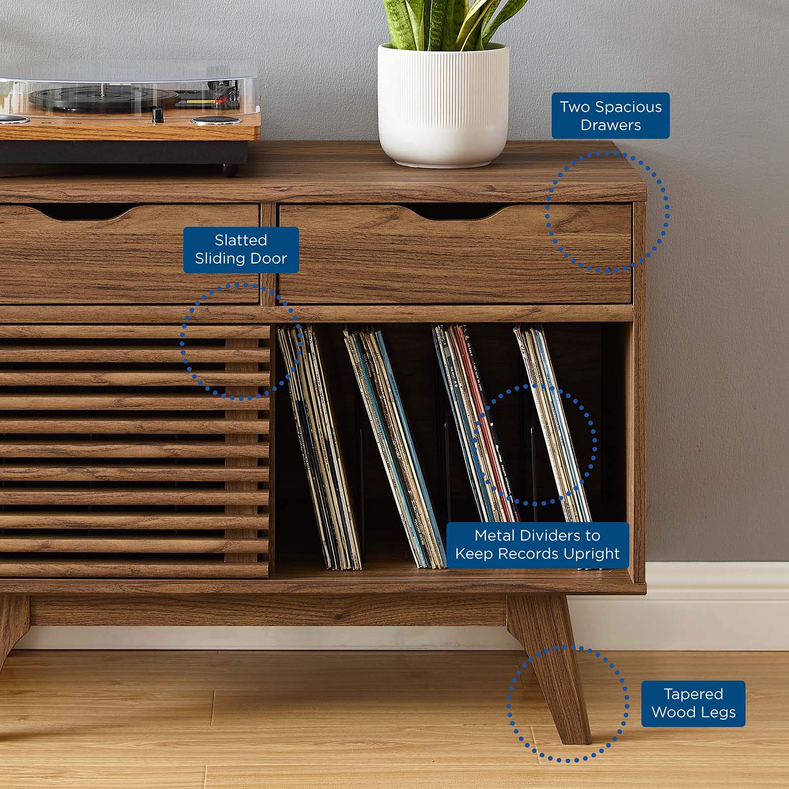 Modway Render MidCentury Modern Vinyl Record Storage Display