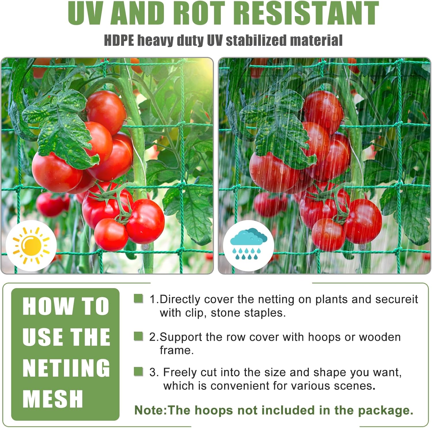 Garden Trellis Netting - Heavy Duty Trellis Net for Climbing Plants, Plant Netting for Cucumber, Tomato, 27 Strands Nylon & 4x4 Inch Mesh, Grow Netting for Fruits, Vegetables, Grape, Bean(6.6x32.8 FT)
