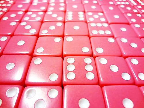 Miniatura 5 de 10 dados de juego rosa de 0.630 in con pipas blancas