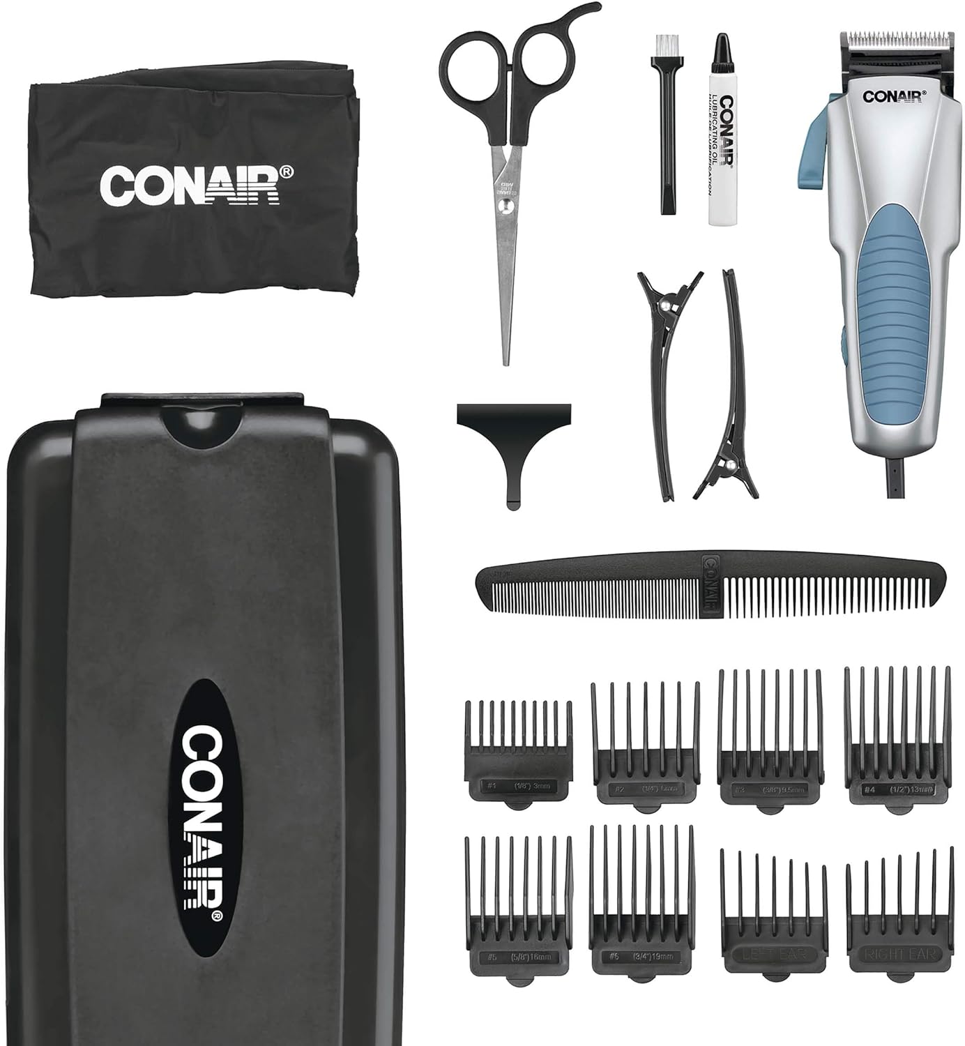 ConairMAN Custom Cut, Hair Clippers for Men, No Slip Grip 18-piece Home Hair Cutting Kit ConairMAN Custom Cut, Hair Clippers for Men, No Slip Grip 18-piece Home Hair Cutting Kit