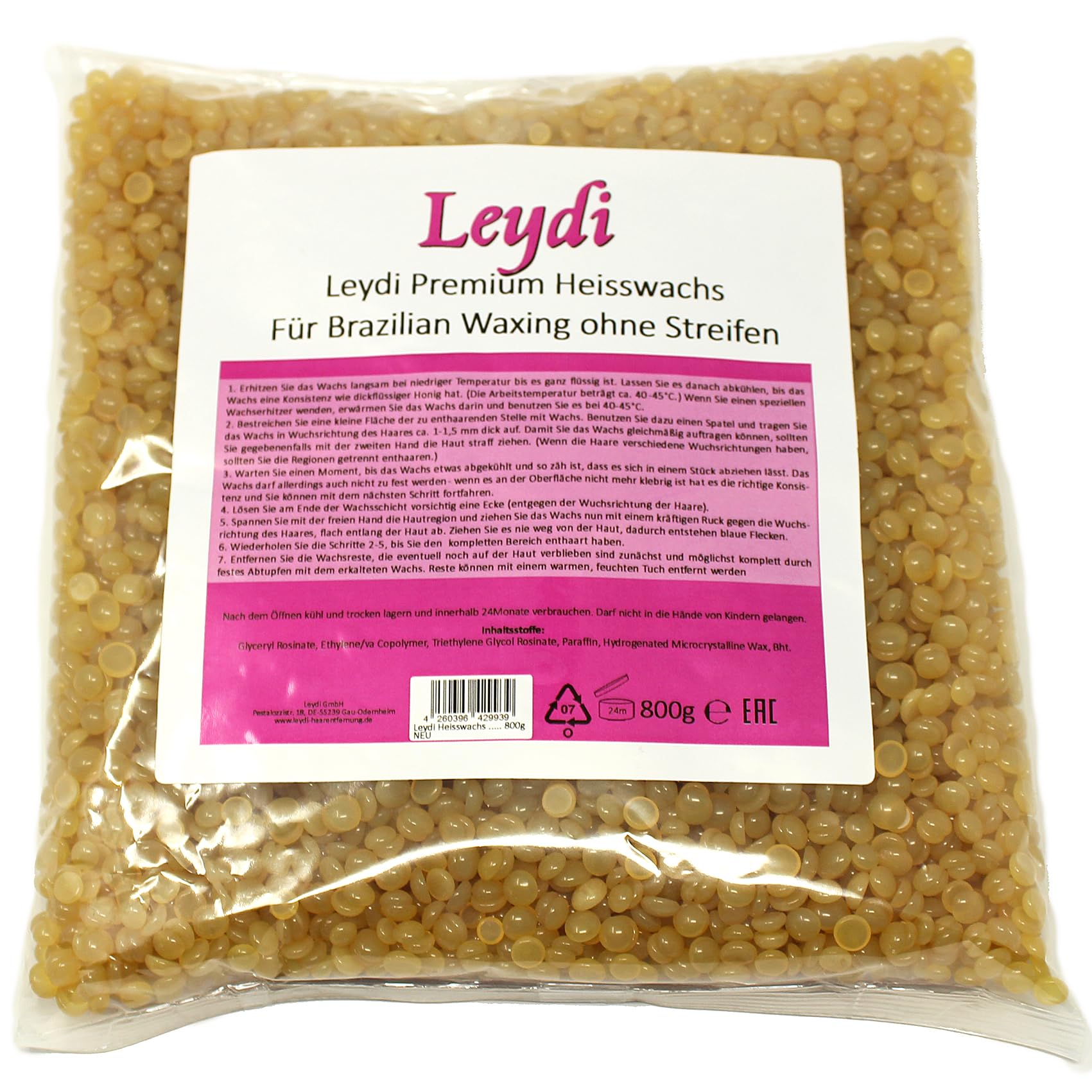 3x Leydi Heisswachs Perlen 800g - Heisswax für Brazilian Waxing