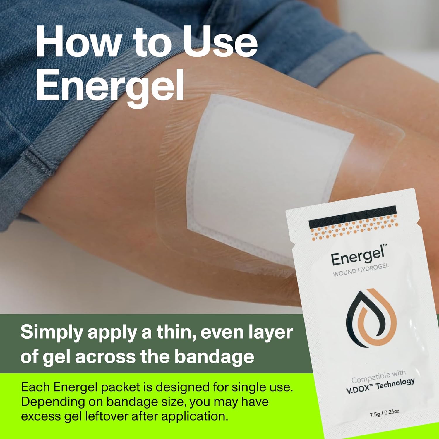 PowerHeal Bioelectric Bandage Kit for Wound Care & Fast Healing – 3-Layers w/Bioelectric Pad, Absorbent Pad, Adhesive + Wound Hydrogel – for Cuts, Abrasions, Blisters, Burns – 3-Pack, 6” x 6”