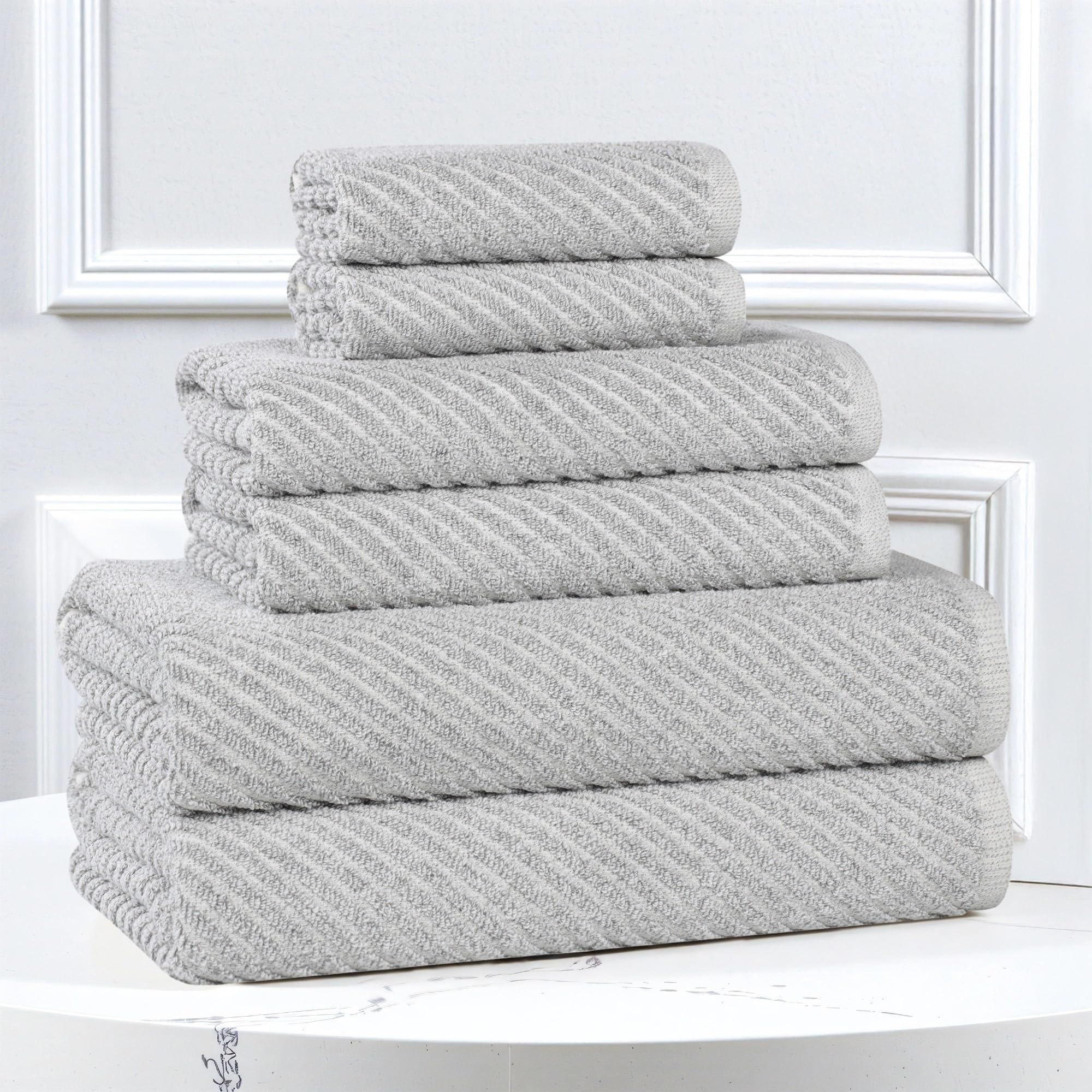 Superior Amelia Viscose Cotton Blend Medium Weight Towels, for Bathroom, Shower, Spa, Plush, Quick Dry, Ultra-Soft Towels, Bath Essentials, Ribbed