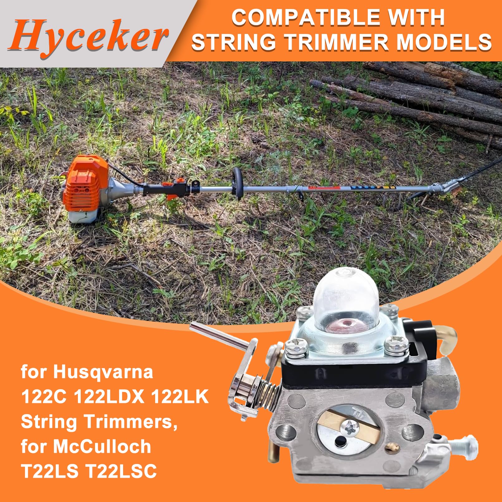 Vergaser Set mit Kraftstoffschlauch, Zündkerze, Kraftstofffilter für Husqvarna 122C 122LDX 122LK Rasentrimmer, für McCulloch T22LS T22LSC, Ersatz 581734301 574386701