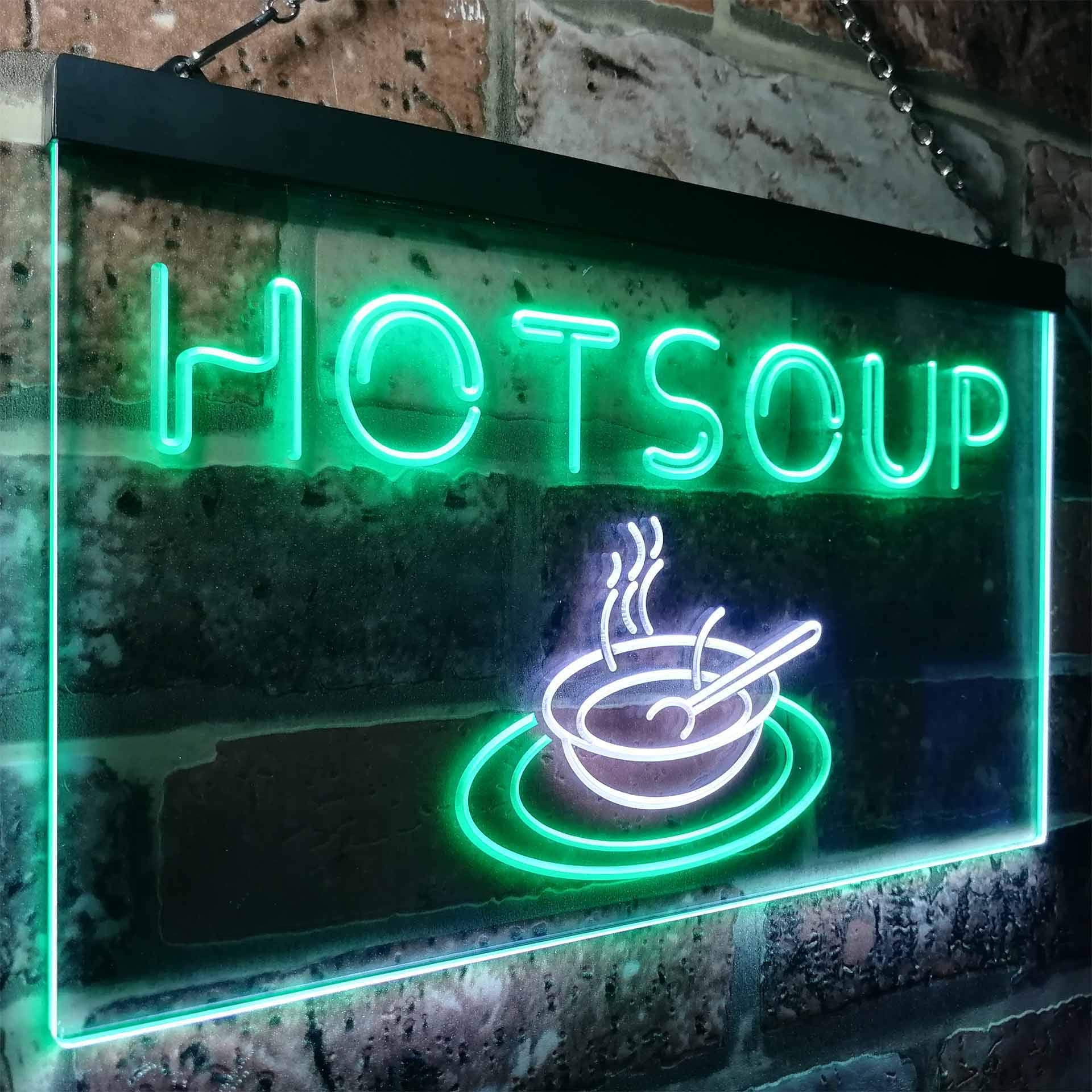 Hot Soup Dual Color LED Enseigne Lumineuse Neon Sign Blanc et vert 600 x 400mm st6s64-i0125-wg