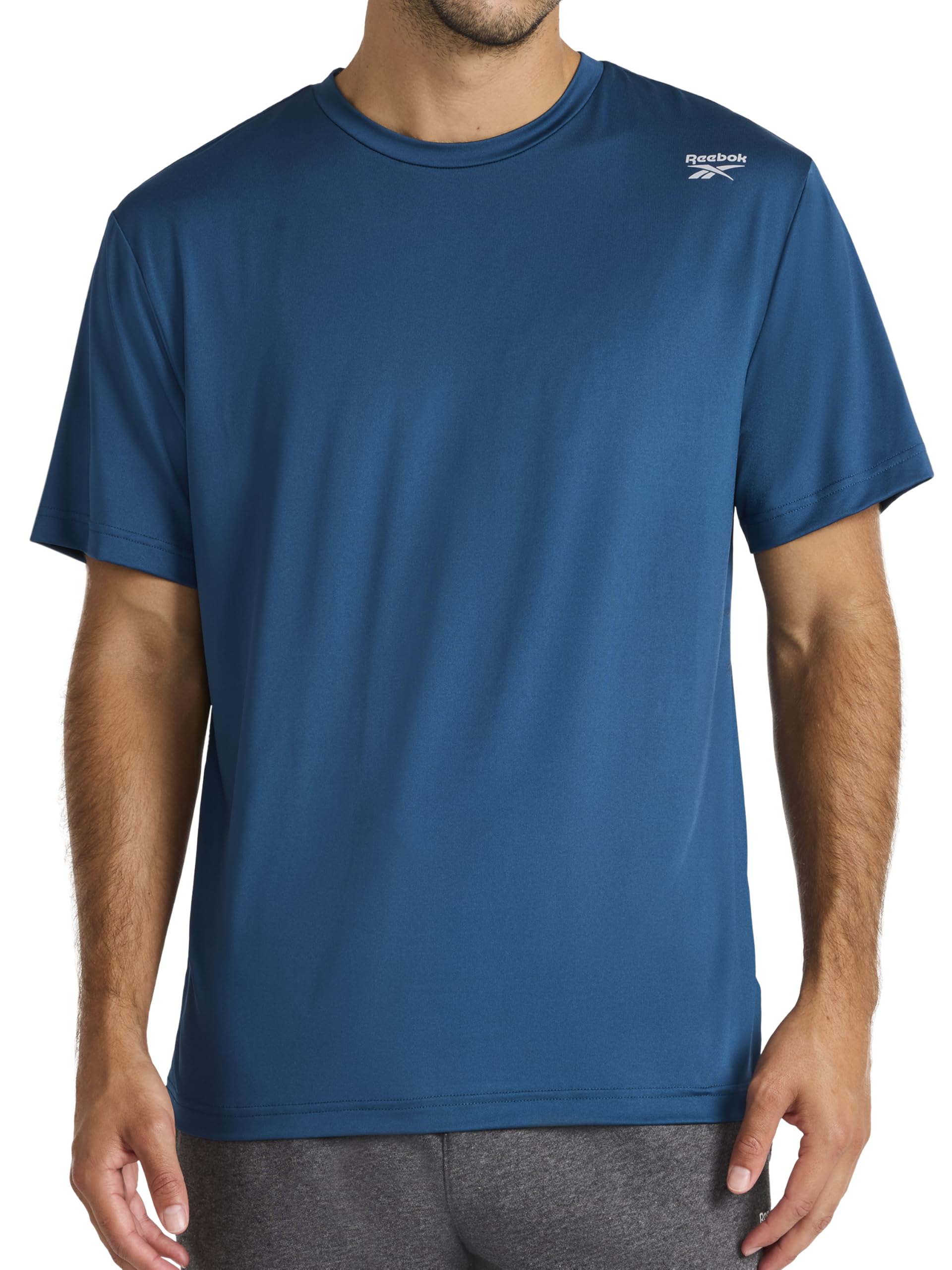 Men's Reflective Small Logo Crewneck T-Shirt, Standard Fit, Lightweight Cool Touch Jersey Fabric
