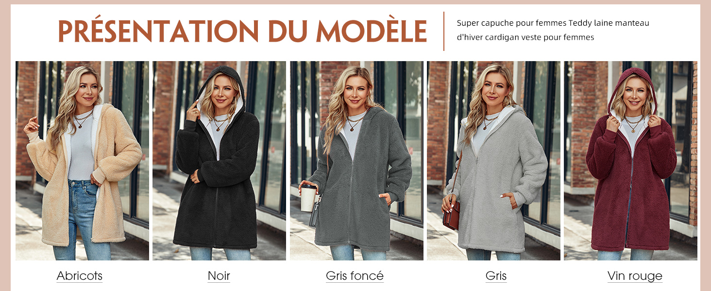 Xnova Femme Veste Sweat à Capuche Polaire Zippé Épais Hoodie Hiver - Manteau Chic Sherpa Doux Avec Poches