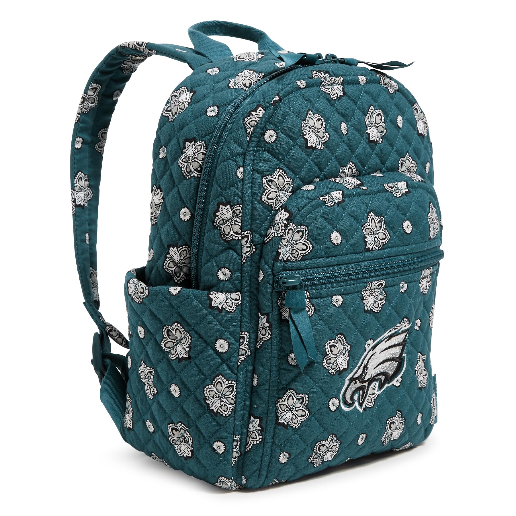 Vera Bradley Damen Cotton NFL Small Backpack (Multiple Teams Available) Büchertasche, Philadelphiaeaglesongreen/Blackbandana, Einheitsgröße