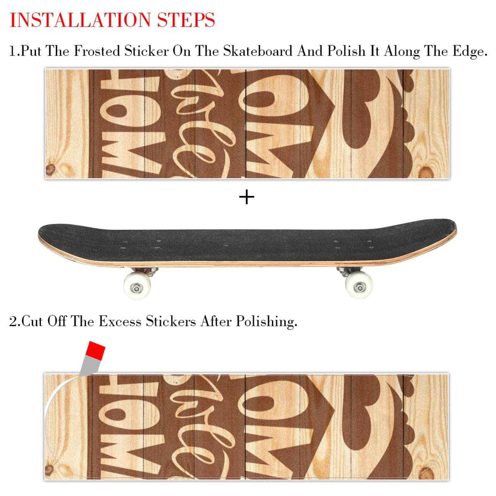 Home Sweet Home Retro Skateboard-Griptape, Schleifpapier, Longboard, Aufkleber, Scooter, Deck, Sandpapier, 2 Stück