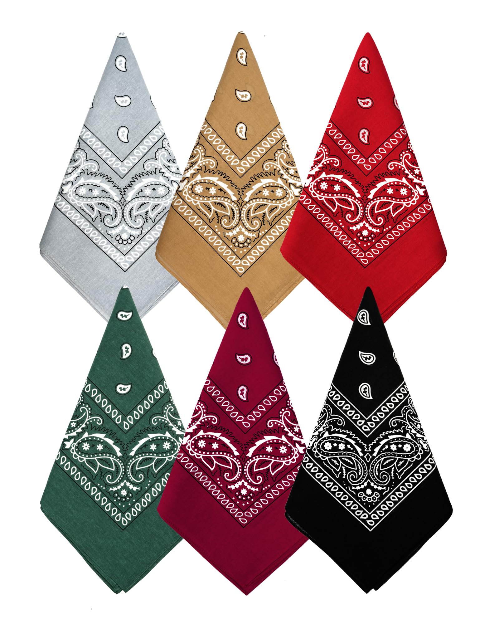 Bycc Bynn 3 Pack 100% Cotton Paisley Pattern Bandanas Face Mask Square Scarf Headwear