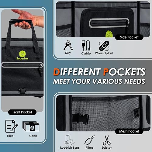 Miniatura 5 de Organizador y almacenamiento para maletero de automóvil de 95 L con paquete de hielo de 26 L, impermeable, plegable, organizadores de maletero para