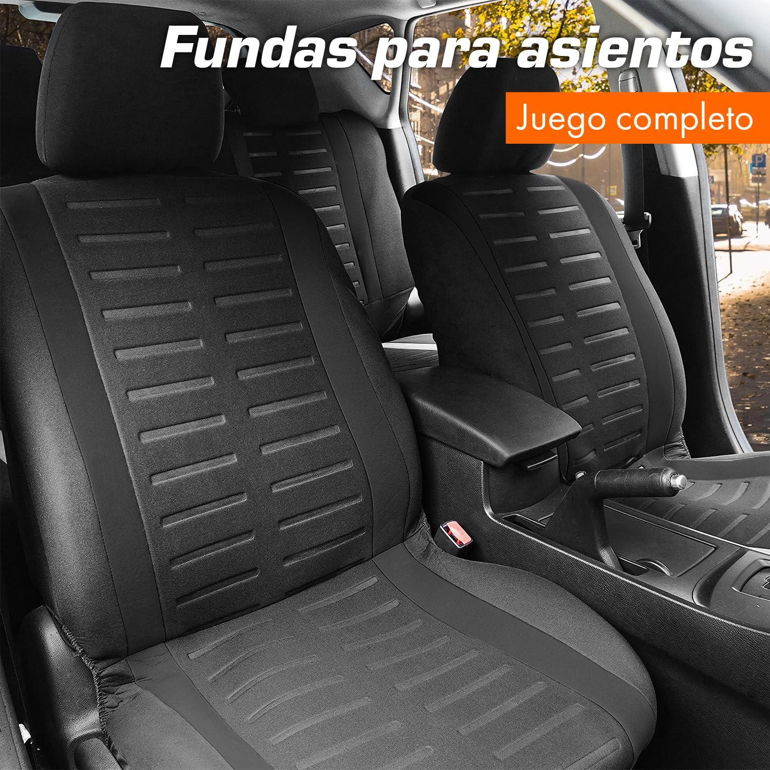 Upgrade4cars Fundas Asientos Coche Universales Negro | Cubre Universal | Protector de Asiento Delantero para Delantero y Trasero | Accesorios Interior Decoracion