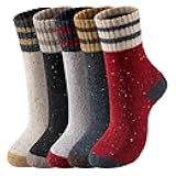 Wool Socks - Wool Socks for Women Men Soft Thick Warm Winter Knit Vintage Crew Socks Casual