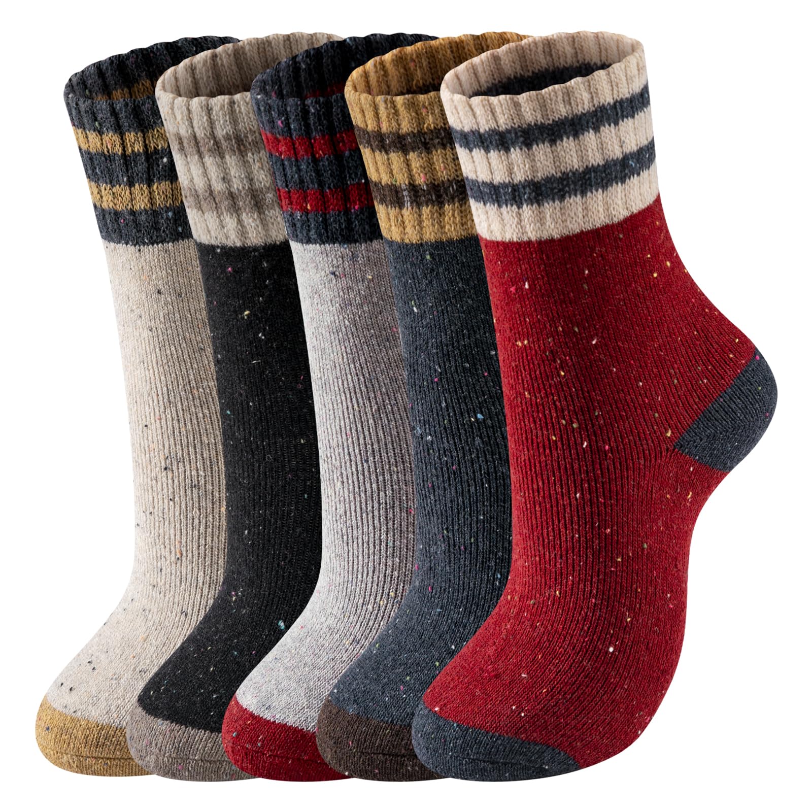 Tavaleu Wool Socks - Wool Socks for Women Men Soft Thick Warm Winter Knit Vintage Crew Socks Casual