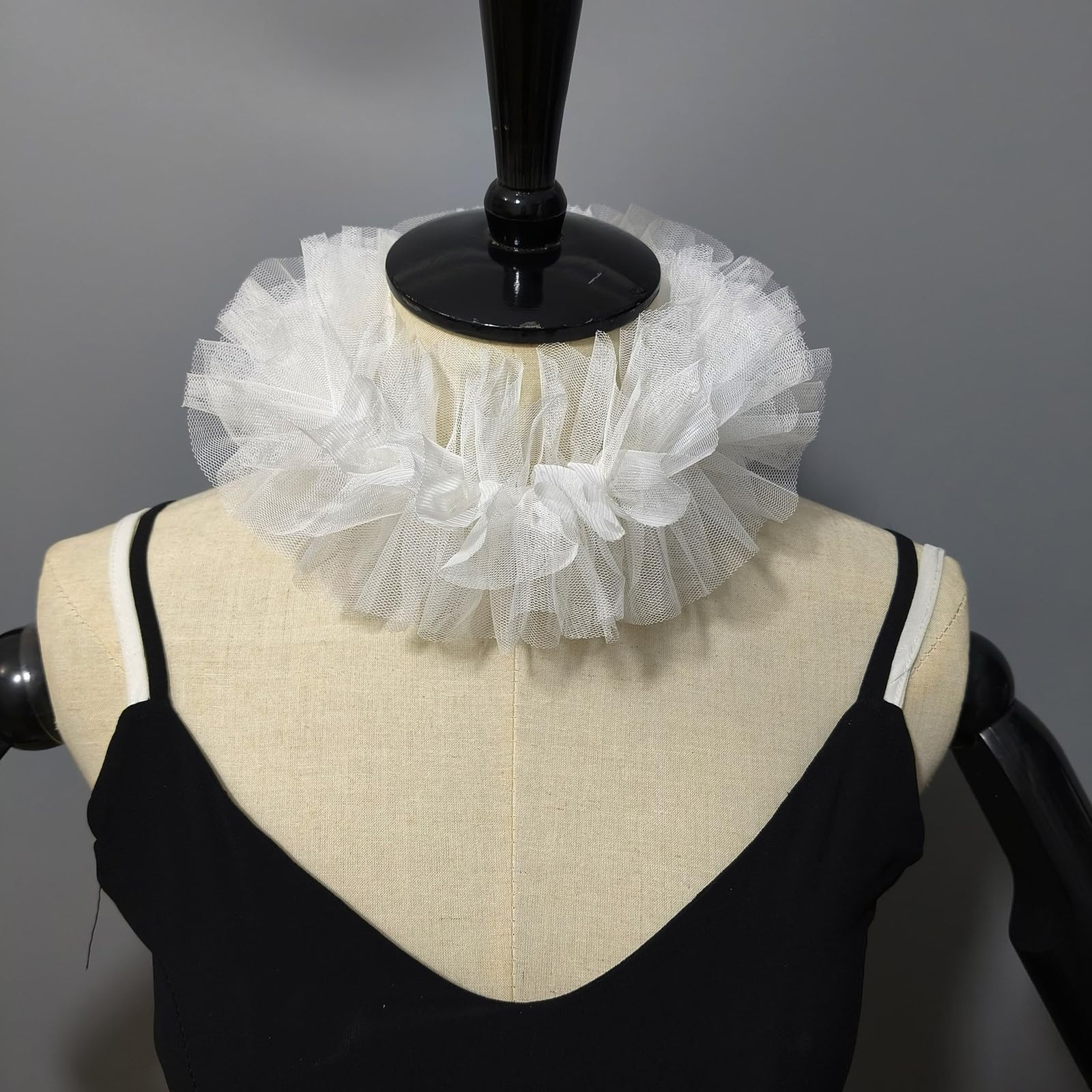 YUXITA Elizabethan Mesh Neck Ruff Detachable Ruffle Collar and Wrist Cuffs for Medieval Costume and Historical Reenactments - Image 4