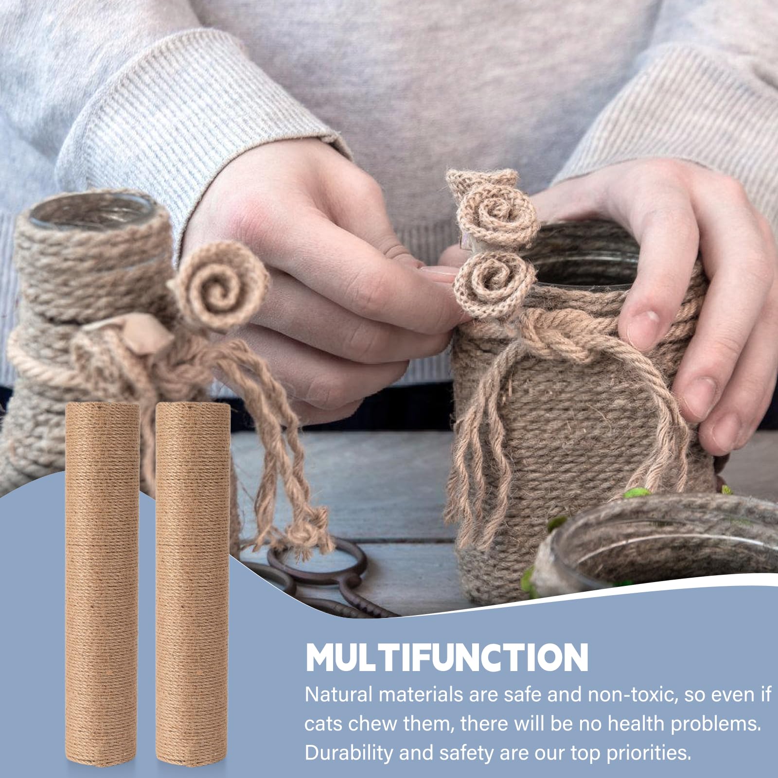 Kit di 4 pezzi di ricambio per tiragraffi per gatti, tiragraffi lungo 30 cm in sisal naturale, colonna da graffiare con viti M8, parti di ricambio per ristrutturazione e tempo libero creativo