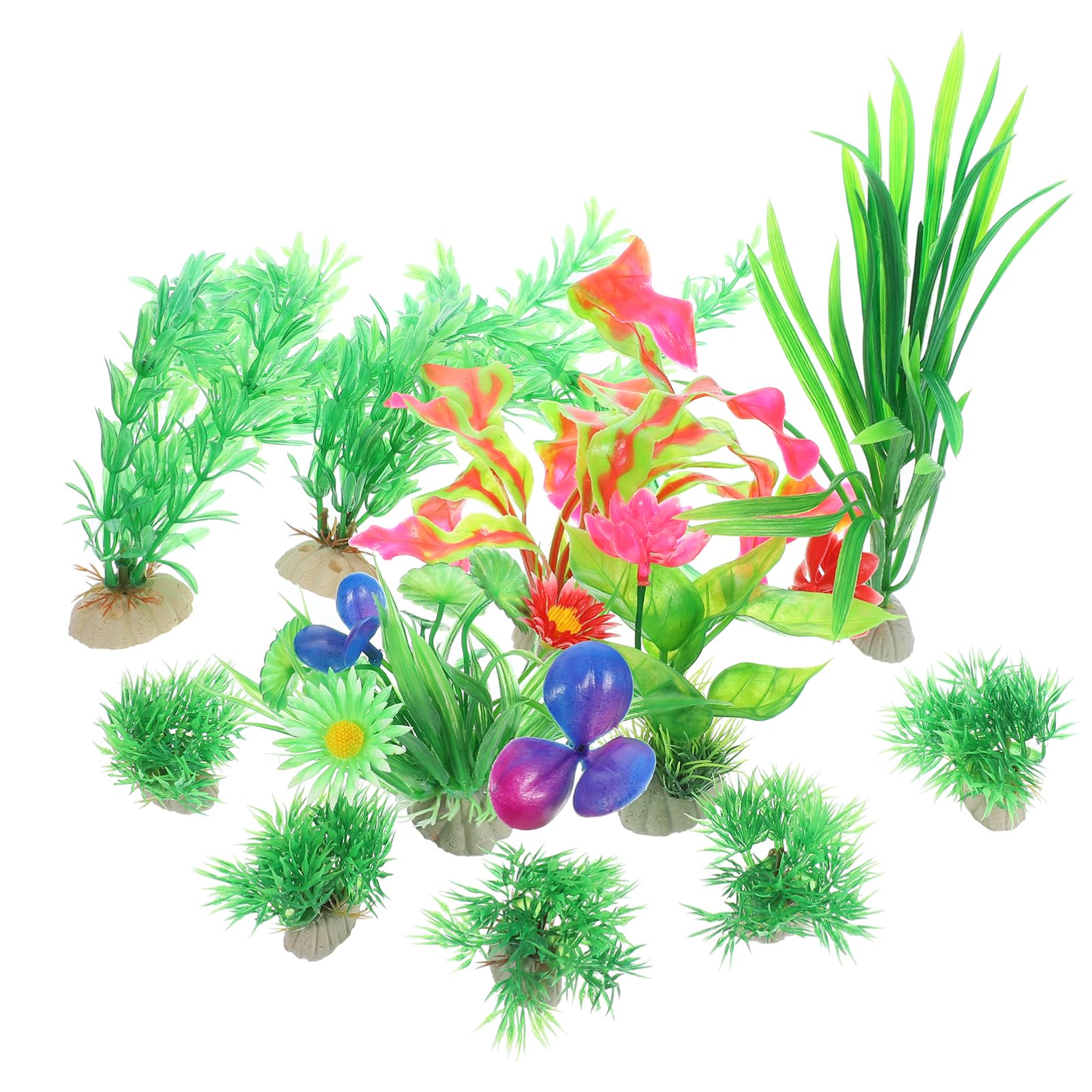 YARNOW 5 Juegos Acuario Plantas Acuaticas Decoracion Agua Tanque Característica Artificial Aire Planta De Acuario Decoración del Accesorios para Pecera Plastico PVC 11 Uds * 5