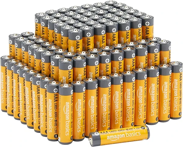 Amazon Basics AAA Alkaline High-Performance Batteries, 1.5 Volt, 10-Year Shelf Life, 100 Count (Pack of 1)