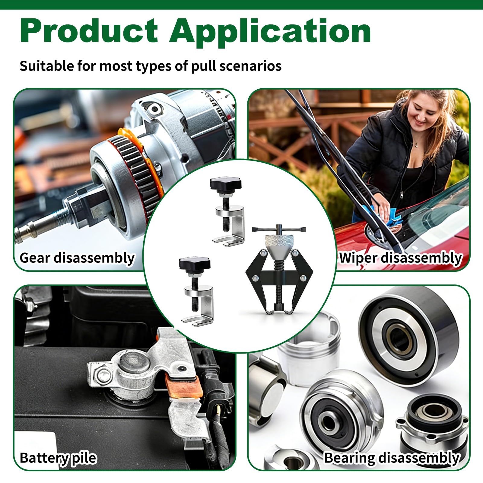 3 Piezas Extractor Profesional de Brazo Limpiaparabrisas, Herramienta de Extracción y Desmontaje, Acero al Carbono Tratado, Compatible con Coches, Furgonetas y Camiones Ligeros,Apertura Máxima 36 mm