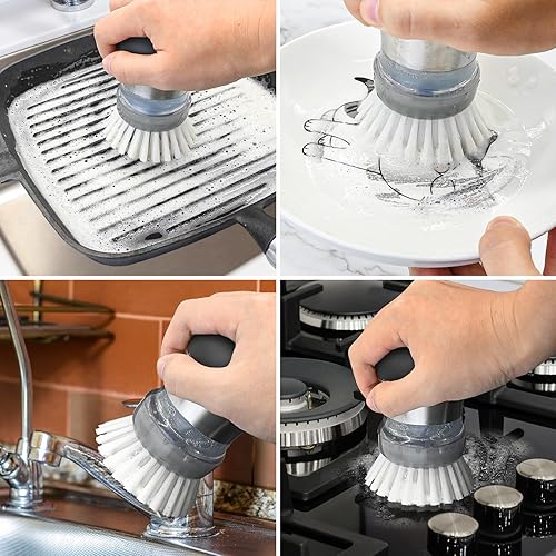 Miniatura 3 de Recambio de cepillo de palma (gris) y repuesto de cepillo para platos (gris)