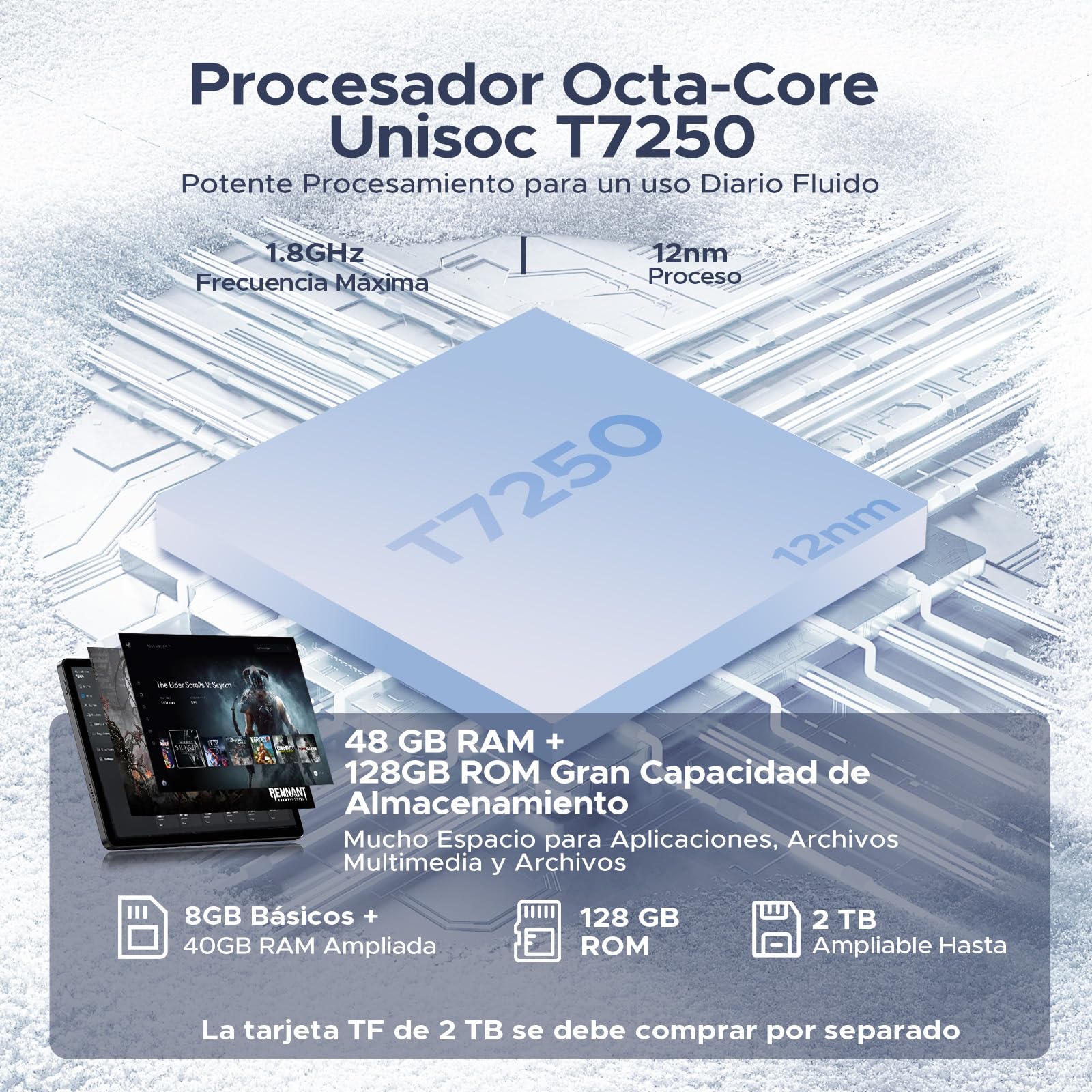 P10 Pro Tablet Android 16, Tablet 10 Pulgadas with Gemini AI, 48GB RAM+128GB ROM/2TB, Octa-Core T7250, 120Hz, 8800mAh, 13MP+5MP, Face ID, GPS, 5G WiFi, OTG, Tablet con Teclado y Lapiz, Negro