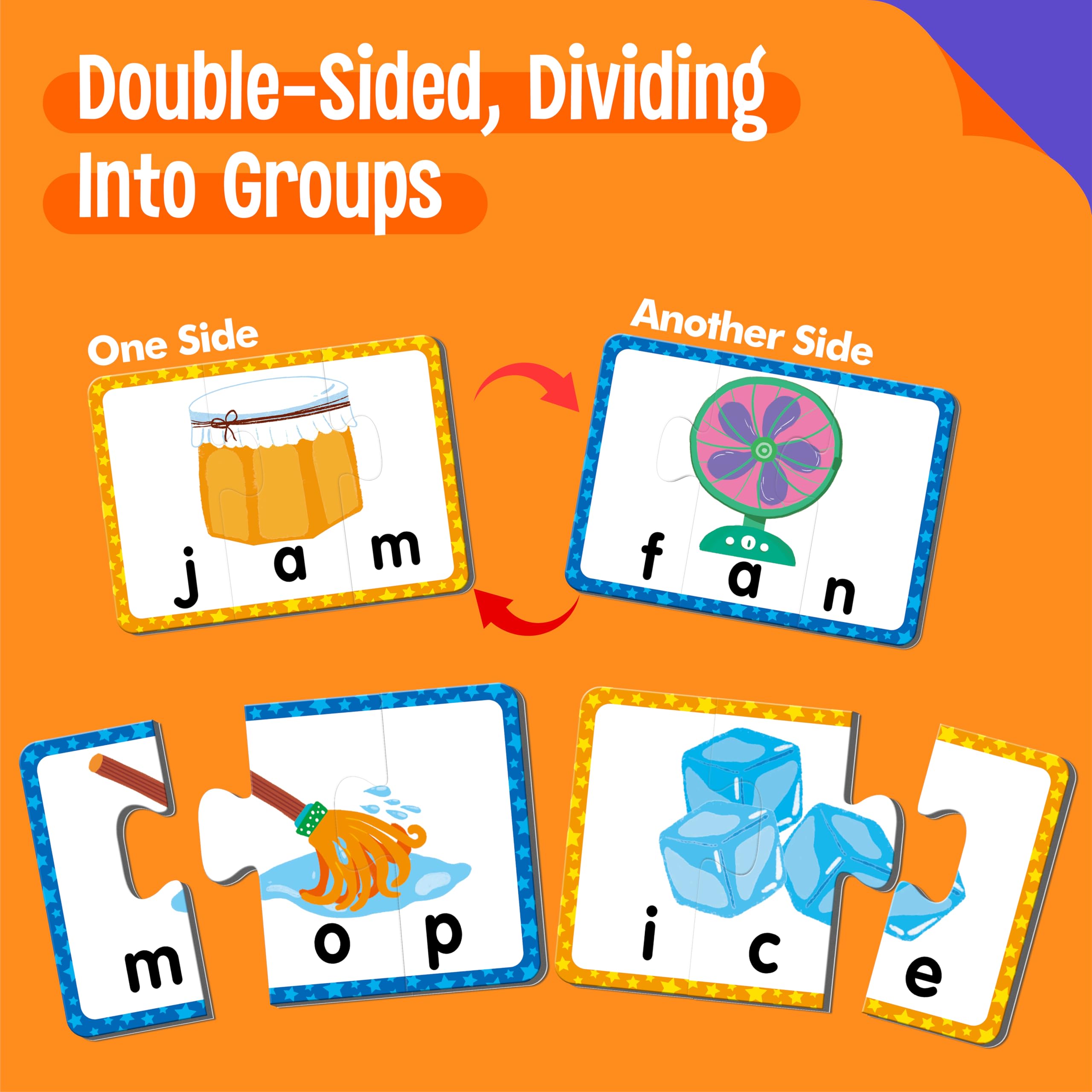 Snapklik.com : 24 Set 3-Letter Word Puzzle Cards, 72 PCS Self ...