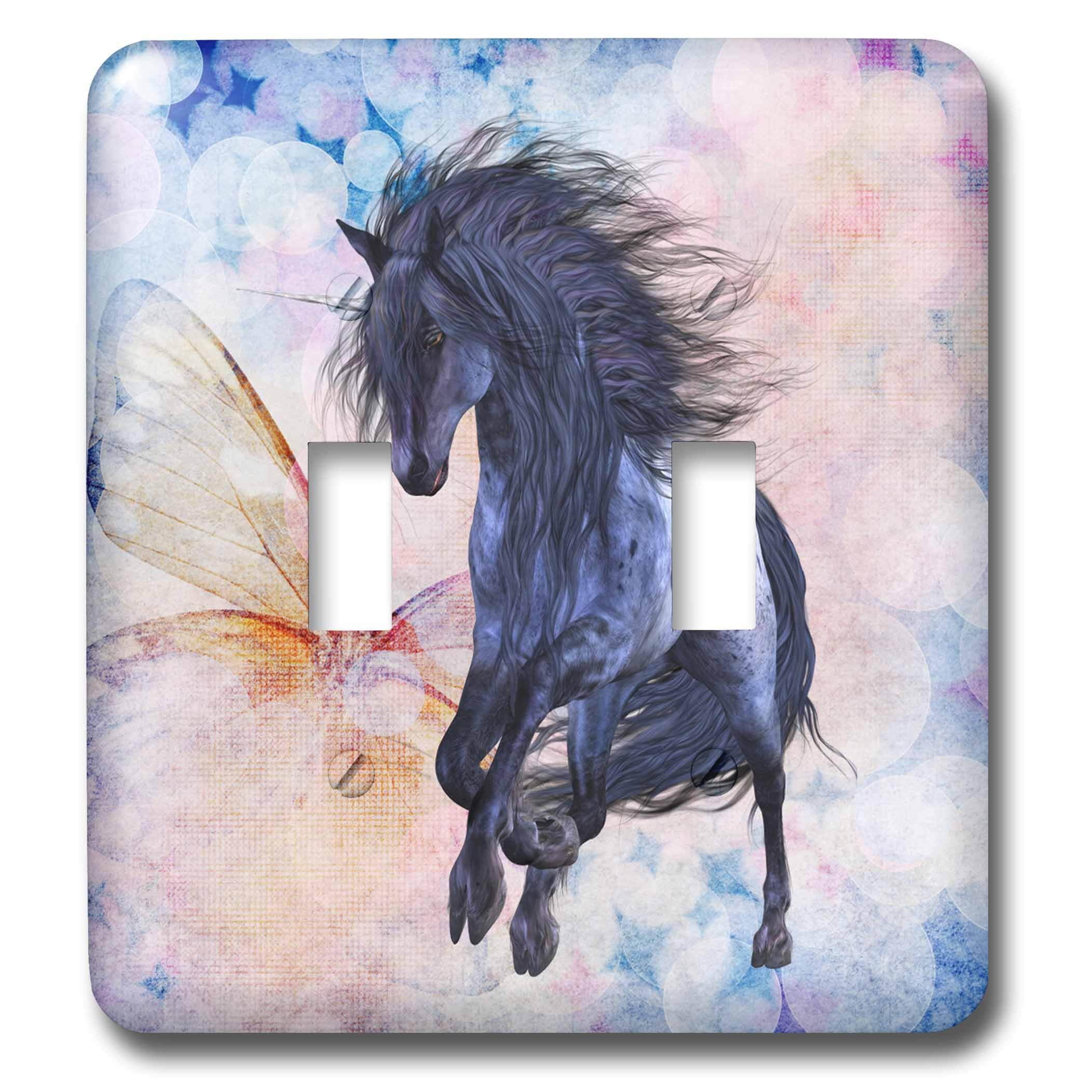 Licorne bleue interrupteur double pour deco de chambre d'enfant