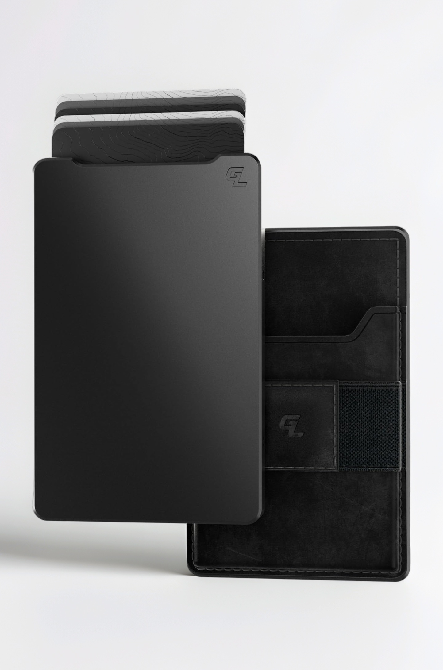 Magnetic Thumb Swipe Groove Wallet - Men's Minimalist Low Profile Aluminum Credit Card Holder with RFID Blocking, Gun Metal / Black Leather Go, Minimalist