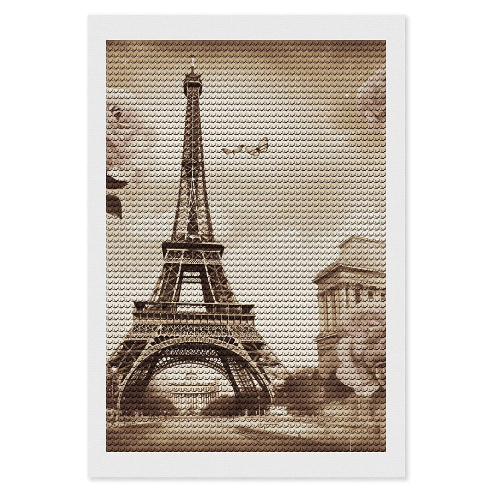 Diamond Painting Kits for Adults - DIY Diamond Art Kits for Beginners - Full 5D Paint Drill Diamond Dots Paintings- Vintage Paris Eiffel Tower Butterfly Diamonds Pictures Gem Art And Craft Wall Decor