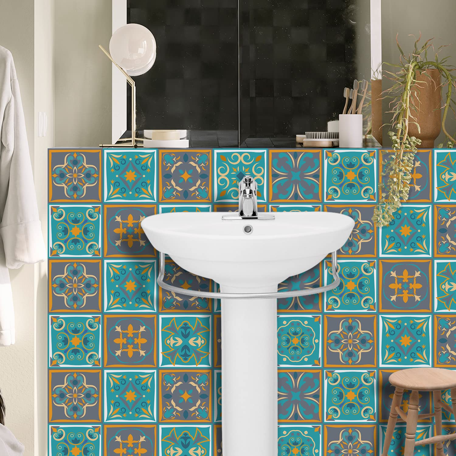 20Pcs Wall Tile Transfers Sticker for Home Decor Peel & Stick self-Adhesive splashback - Image 6
