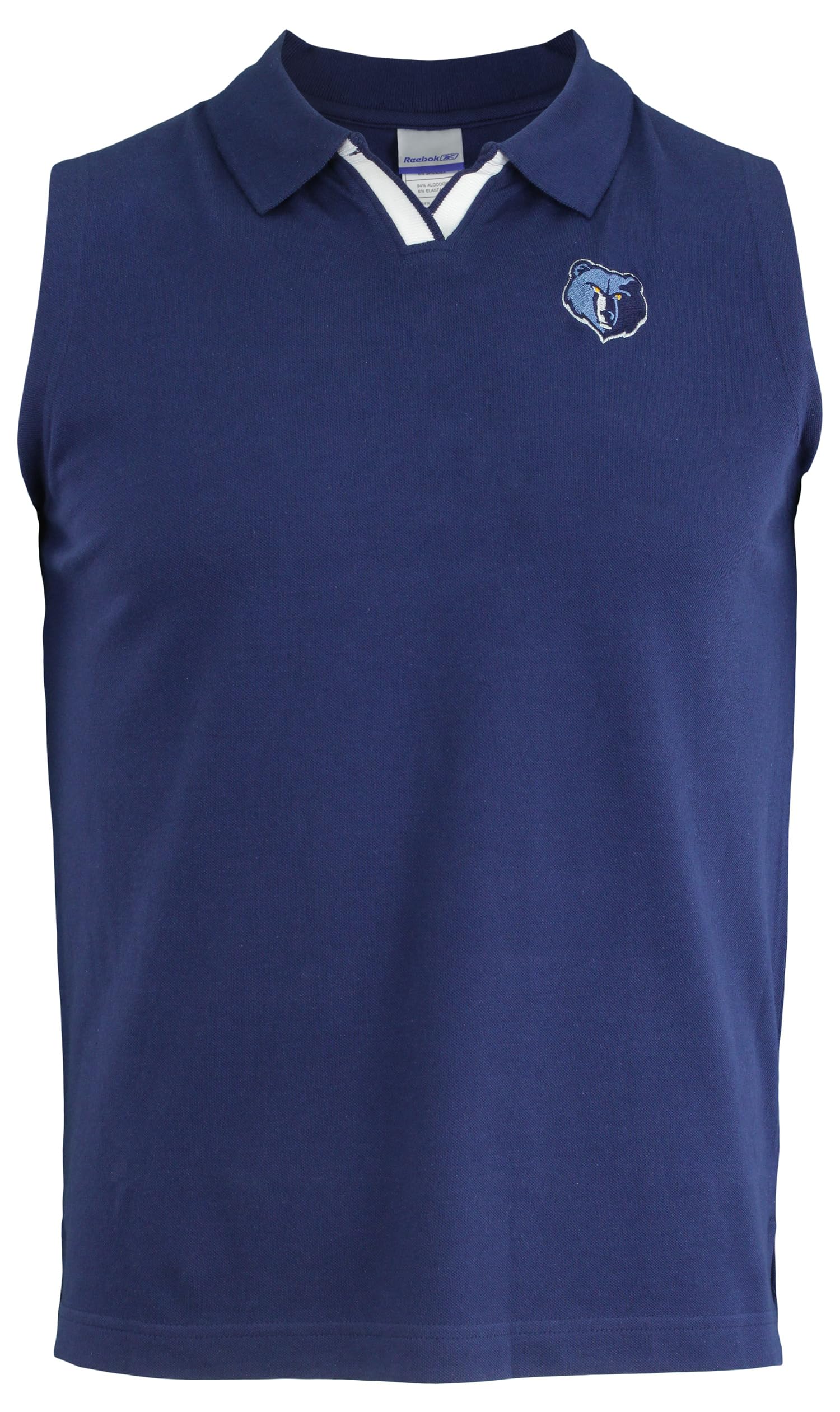 Reebok Women's NBA 4 Her Memphis Grizzlies Sleeveless Johnny Collar Polo Shirt, Navy, XX-Large