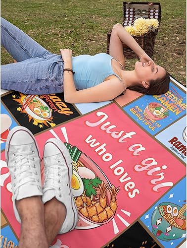 Miniatura 7 de Prabhutaratna Manta con texto en inglés Just a Girl Who Loves Ramen, manta de franela suave y acogedora para sofá, cama y sala de estar, 50 x 40