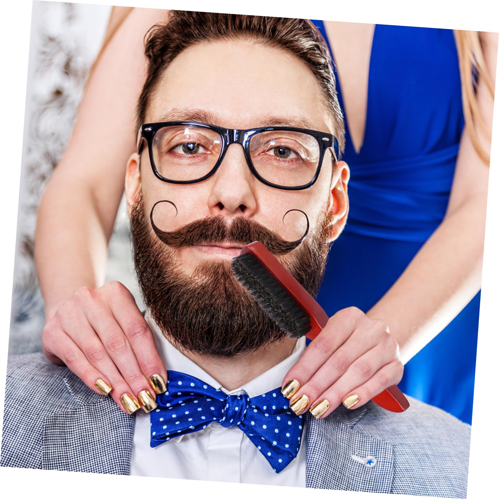 NOLITOY Beard Brush Men's Bristles Brush Professional Beard Maintenance Wooden Handle Portable Styling Tool