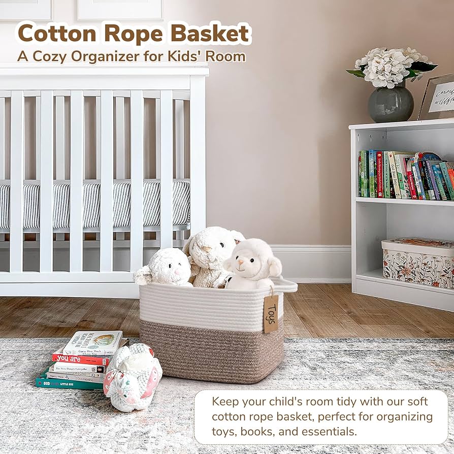 ZLYNN 4-Pack Woven Cotton Rope Baskets – Storage Baskets For Home, Pet, Laundry