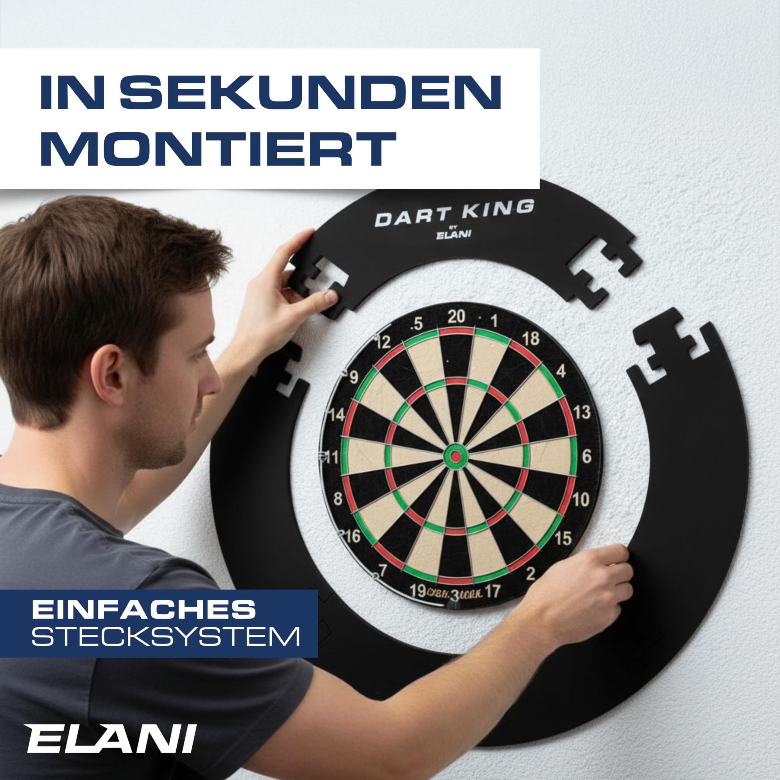 ELANI – Schutzring Dart Surround inkl. Abwurflinie für alle Scheiben- optimaler Schutz von Wand, Dartpfeil und Flight – Dartboard surround Dartscheibe Schutzring–Wandschutz Dartscheibe, Dart catchring